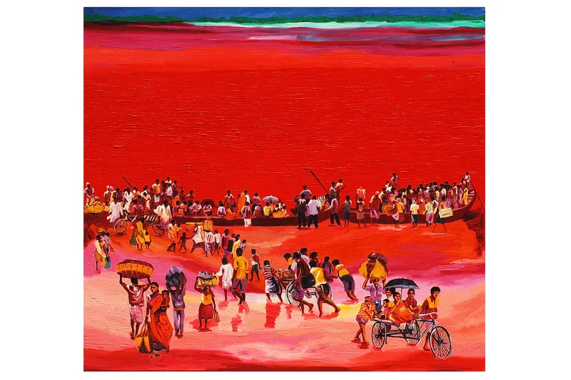 Struggle All The Way – I, Oil on canvas, 2009 – Painting by Nabanita Saha