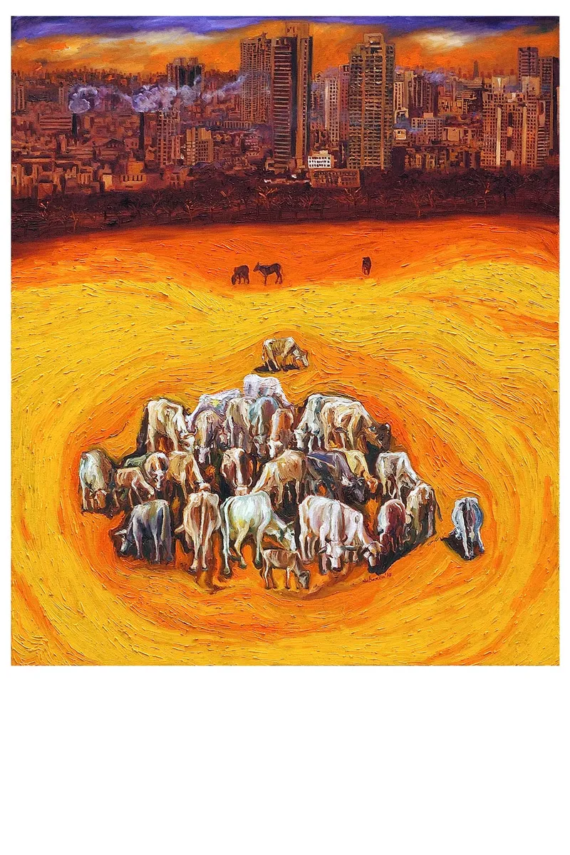 Search Continues II, Oil on canvas, 2010 – Painting by Nabanita Saha