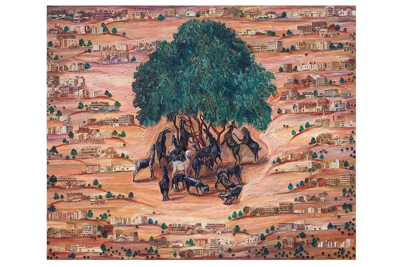 Untitled 4, Oil on canvas, 2013 – Painting by Nabanita Saha
