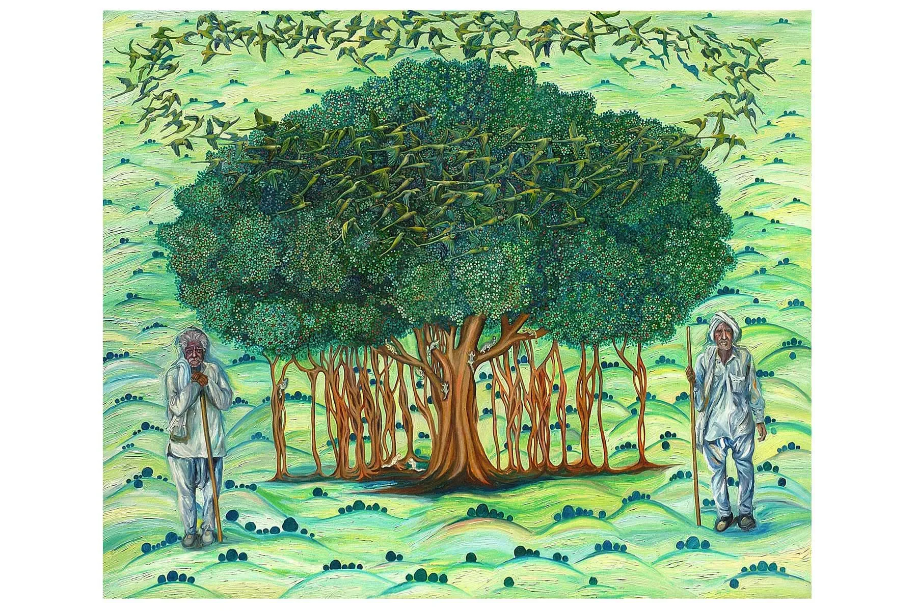Last Tree Standing, Oil on canvas, 2013 – Painting by Nabanita Saha