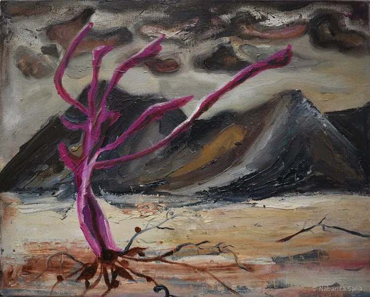 Chronicle of Distress 5, Oil on canvas, 2017 – Painting by Nabanita Saha