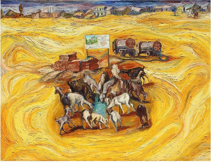 Depletion of Resources, Oil on canvas, 2012 – Painting by Nabanita Saha