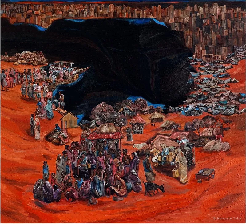 Displacement by Growth, Oil on canvas, 2011 – Painting by Nabanita Saha