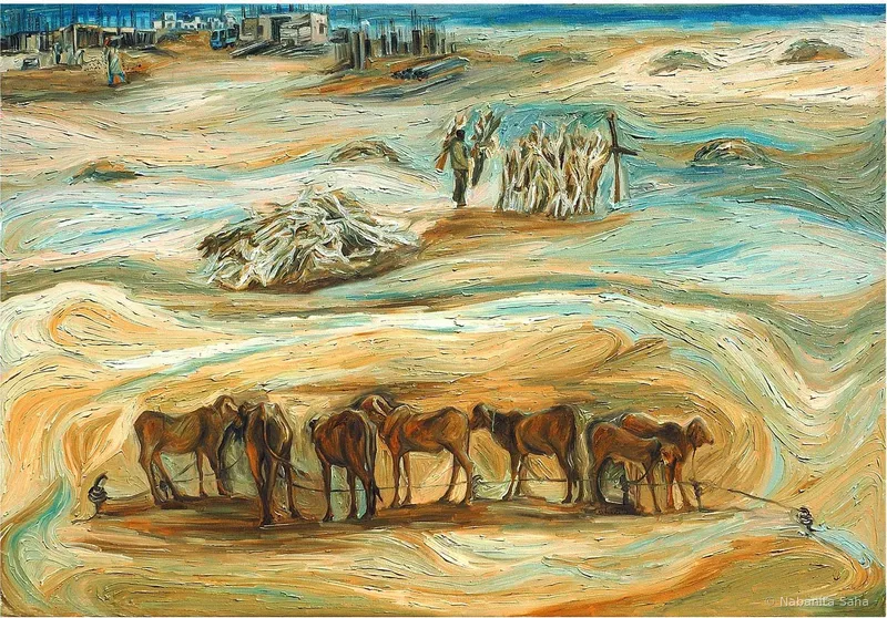 Existence Under Threat I, Oil on canvas, 2012 – Painting by Nabanita Saha