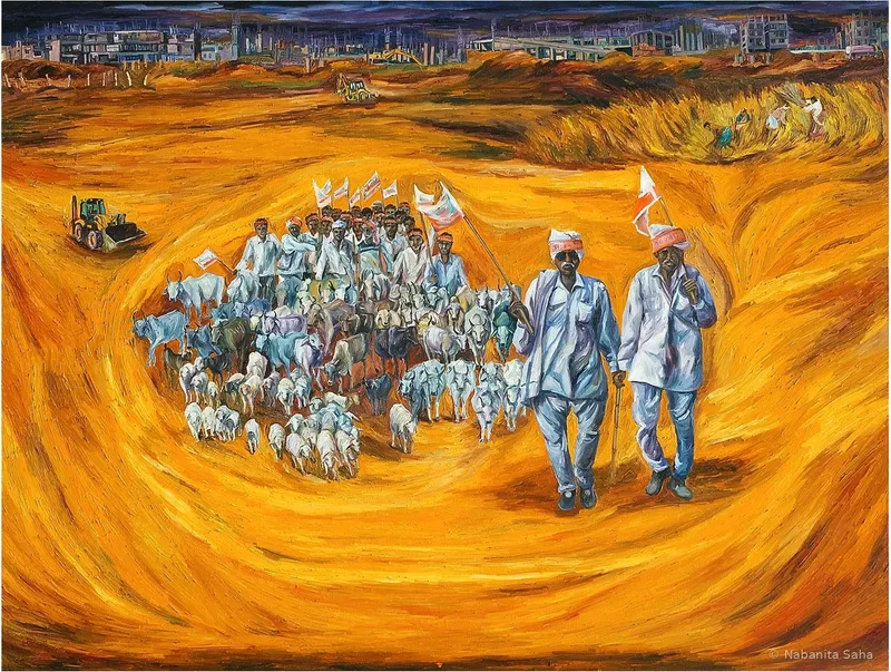 Seeking Rights to Redress, Oil on canvas, 2011 – Painting by Nabanita Saha