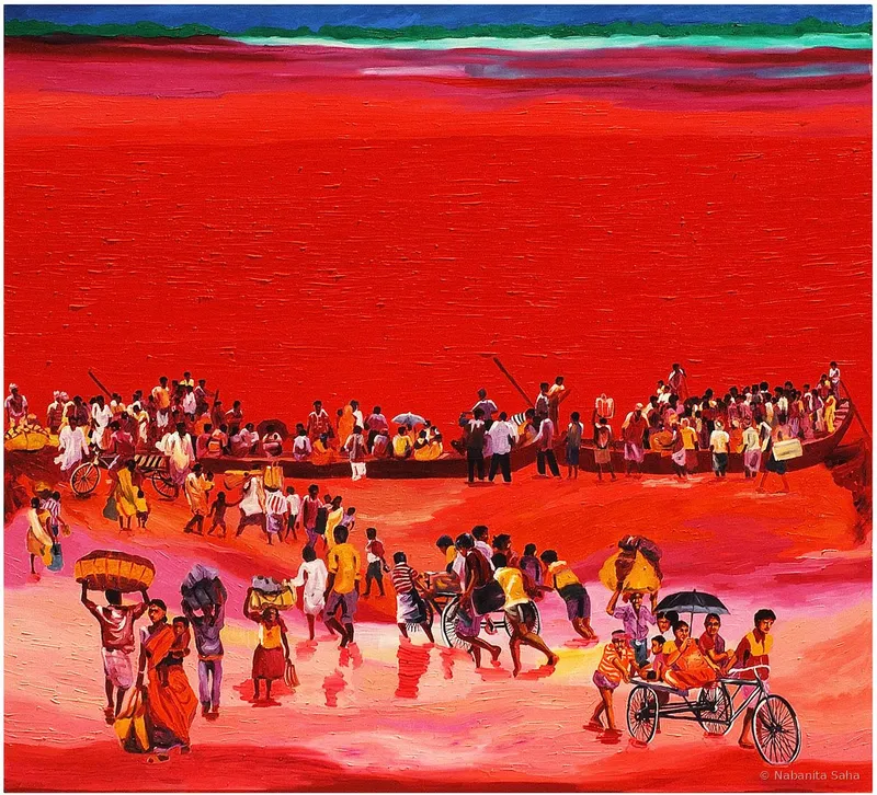 Struggle All The Way I, Oil on canvas, 2009 – Painting by Nabanita Saha