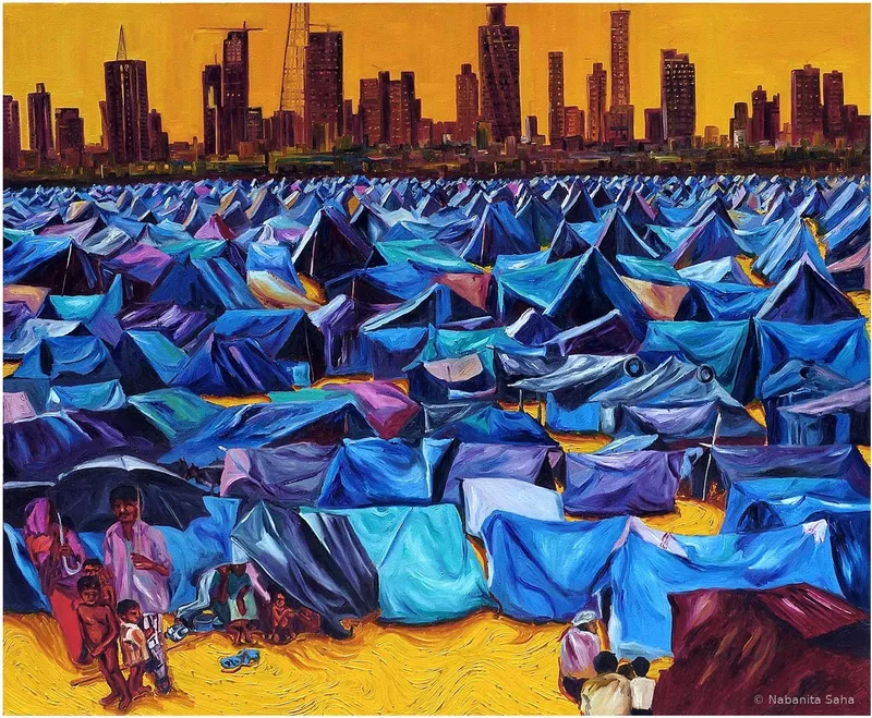 Struggle for Existence II, Oil on canvas, 2009 – Painting by Nabanita Saha