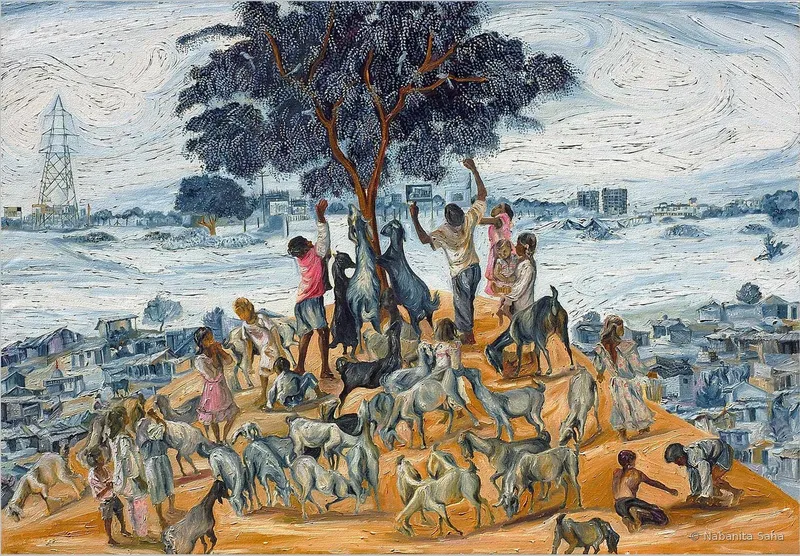 Survival III, Oil on canvas, 2013 – Painting by Nabanita Saha