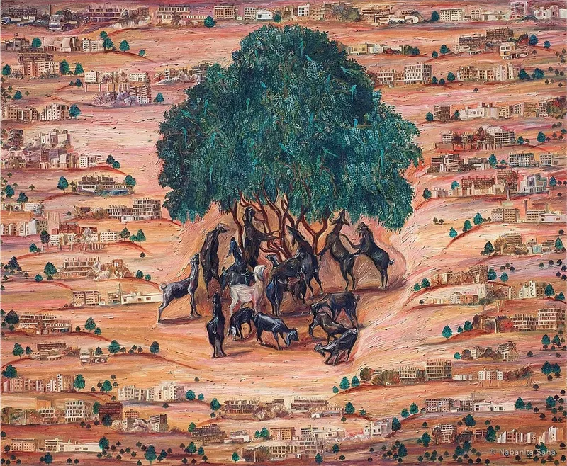 Untitled 4, Oil on canvas, 2013 – Painting by Nabanita Saha